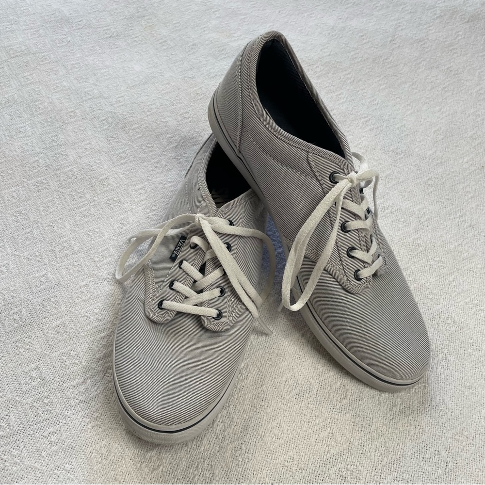 Vans White and Navy  Fine Stripe Lines‎ 
~ W Size 9.5 - Casual Sneakers